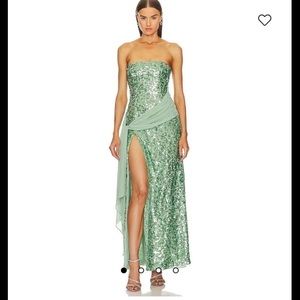 Lover and Friends Sequin Gown (M) blue green. Elektra Gown in Aqua Ombre Revolve